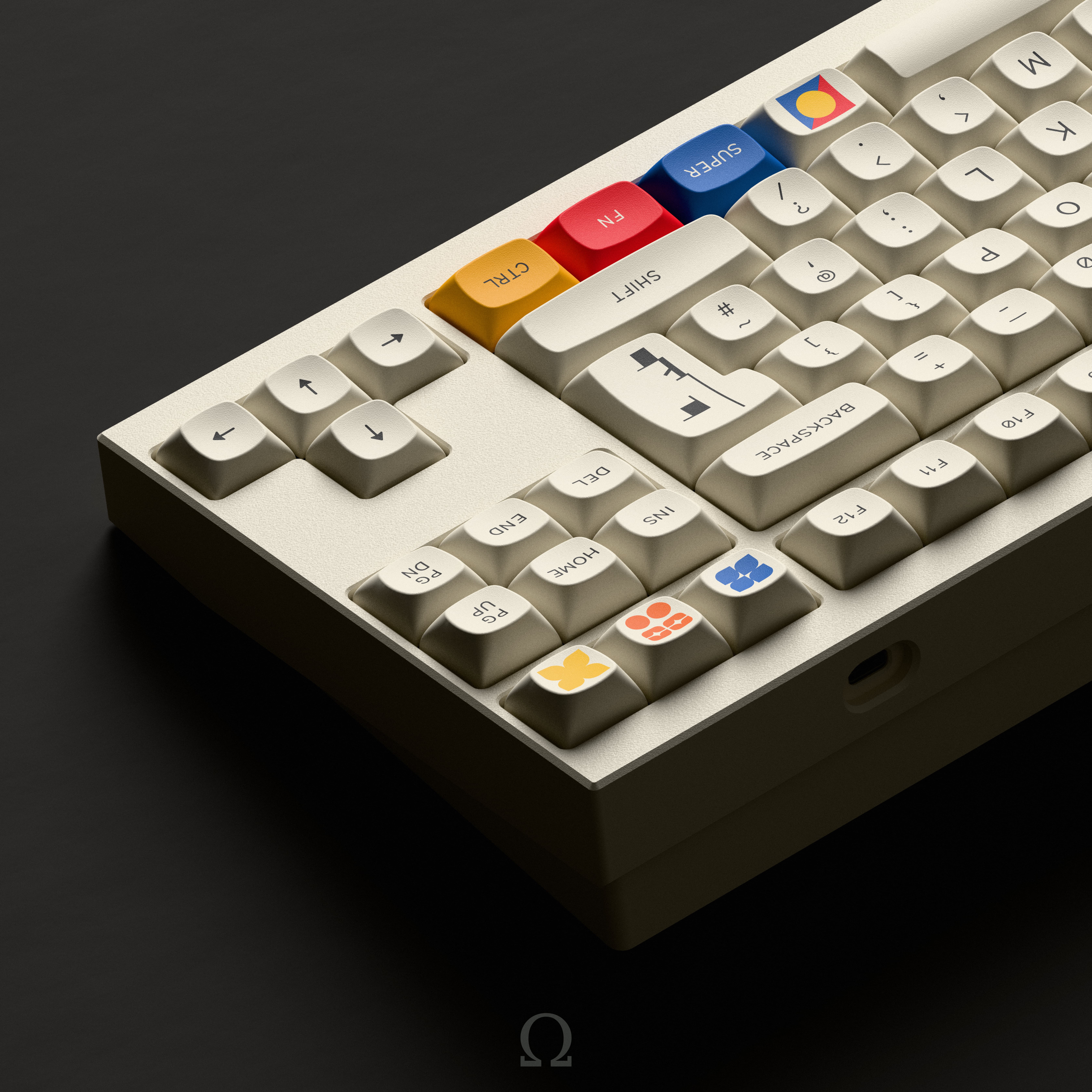 GMK Moderne keyboard render, alternate angle